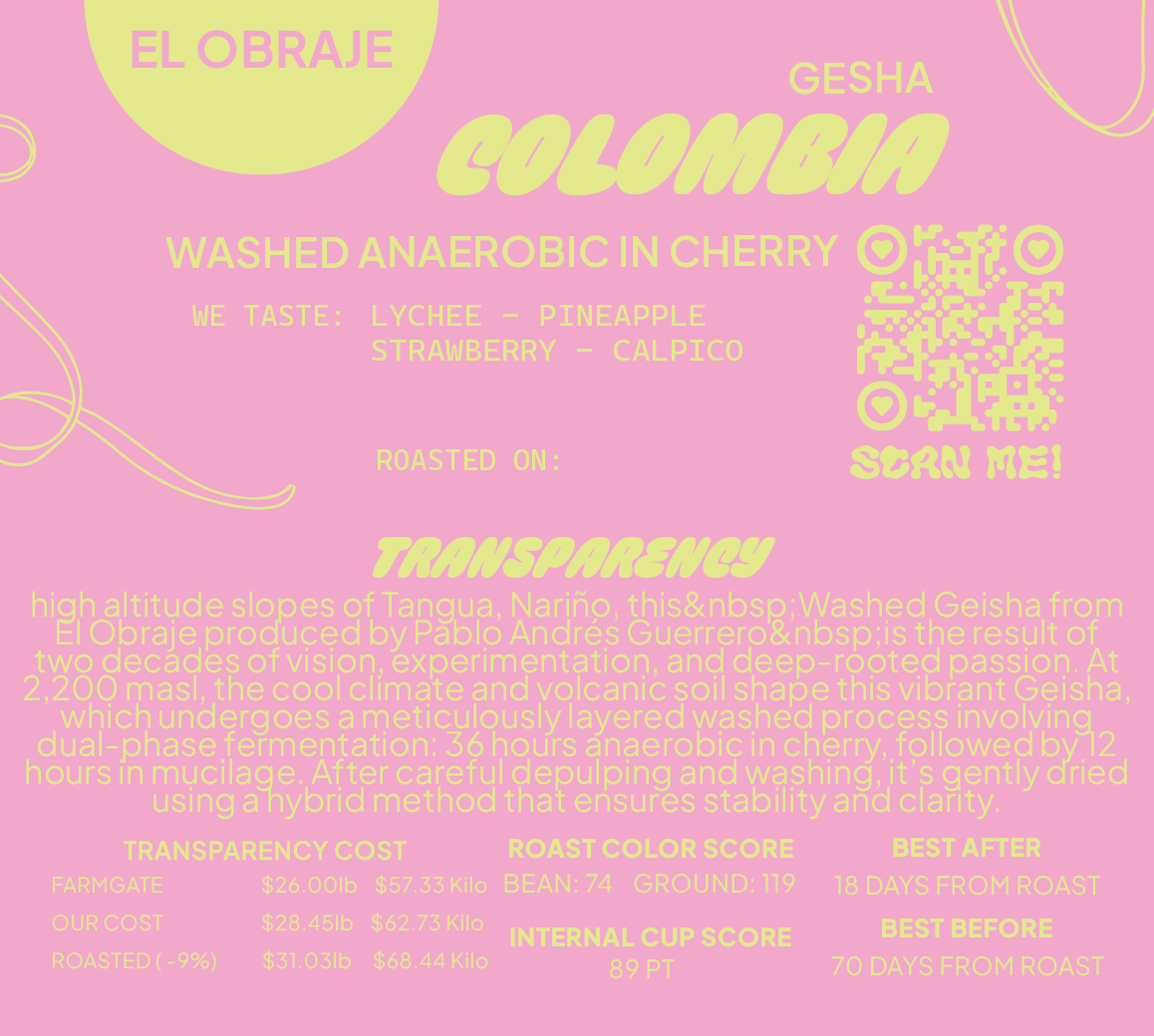 COLOMBIA GESHA WASHED EL OBRAJE