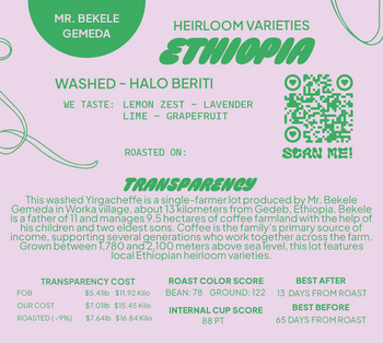 Ethiopia Halo Beriti Washed Yirgacheffe